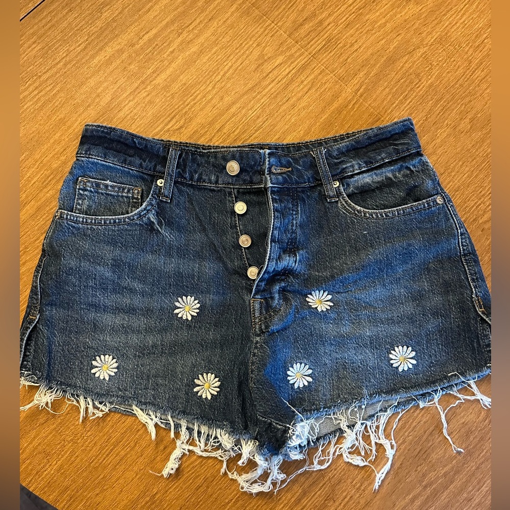 Forever 21 Premium Daisy Embroidered Denim